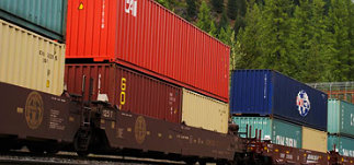 train transporting cargo containers